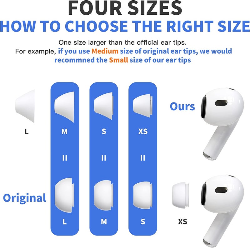 DamonLight 4 Pairs Ear Tips for AirPods Pro 1 & 2 [Relief Pain] [Fit in Case] Noise Cancellation Add Grip Sport Earbuds [US Patent Registered] (Large) - Image 2